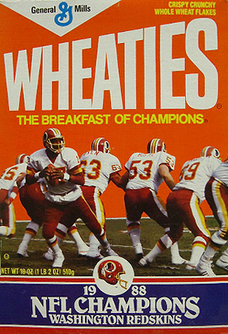 Wheaties Washington Redskins 1988 Superbowl Cereal Box (Ralston)