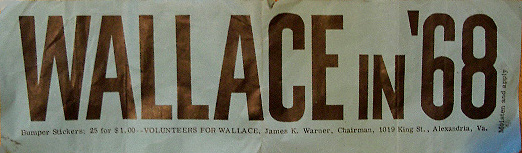 George Wallace in '68 Bumper Sticker
